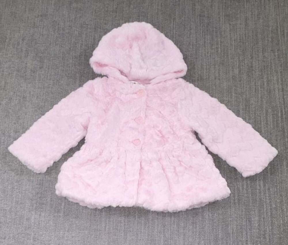 First Impressions Faux Fur Hooded Jacket Size 18 Months Pink